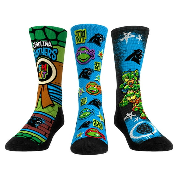 Unisex Rock Em Socks  Light Blue Carolina Panthers TMNT Three-Pack Crew Sock Set