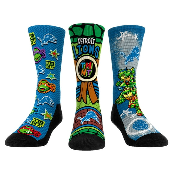 Unisex Rock Em Socks Light Blue Detroit Lions TMNT Three-Pack Crew Sock Set