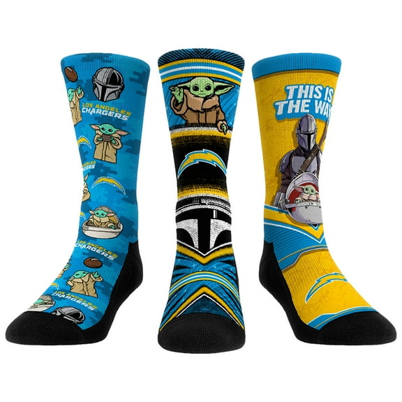 Unisex Rock Em Socks Los Angeles Chargers 3-Pack Mandalorian Crew Socks