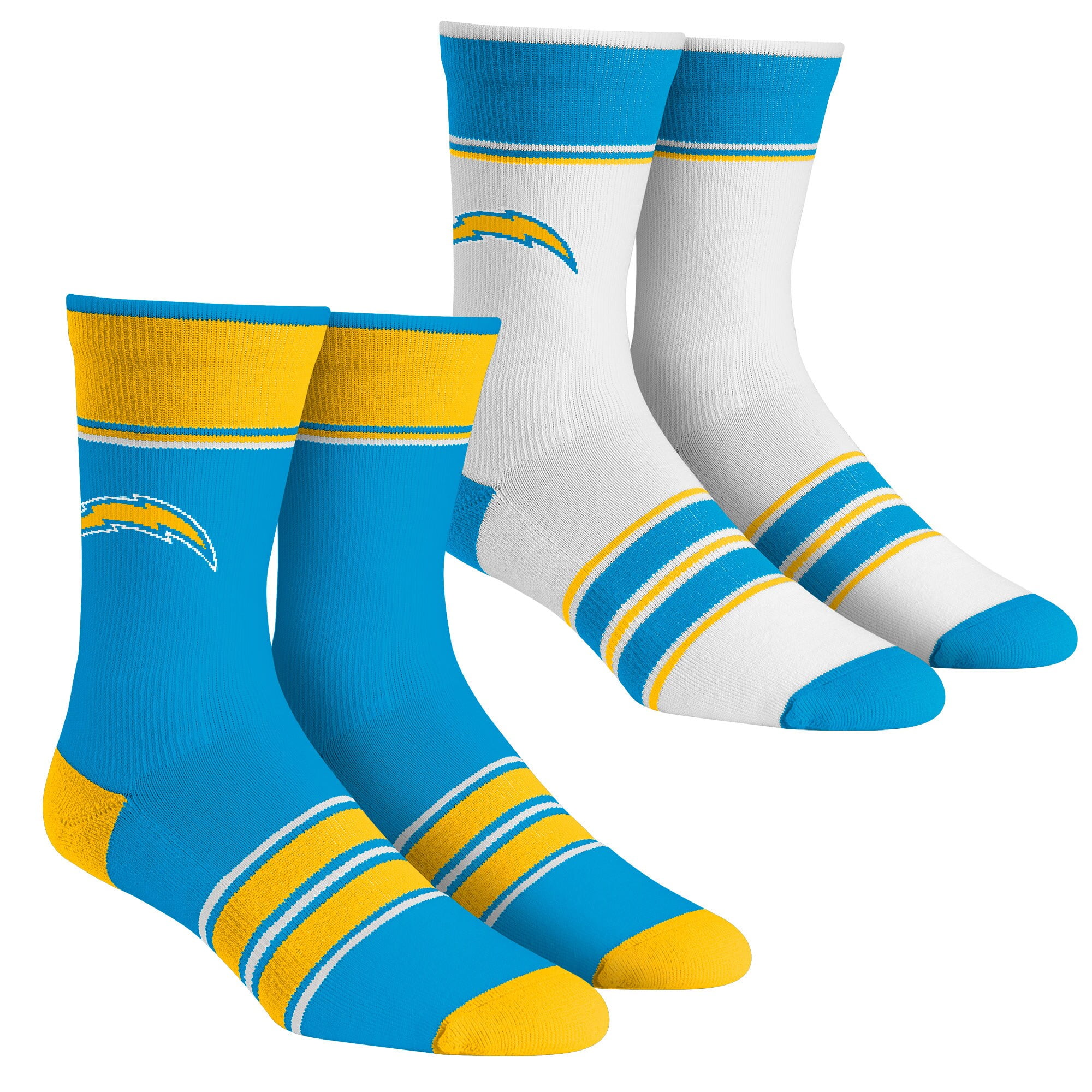 Unisex Rock Em Socks Los Angeles Chargers MultiStripe 2Pack Team Crew