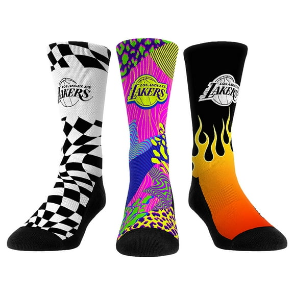 Unisex Rock Em Socks Los Angeles Lakers Team Vibes Three-Pack Crew Socks Set