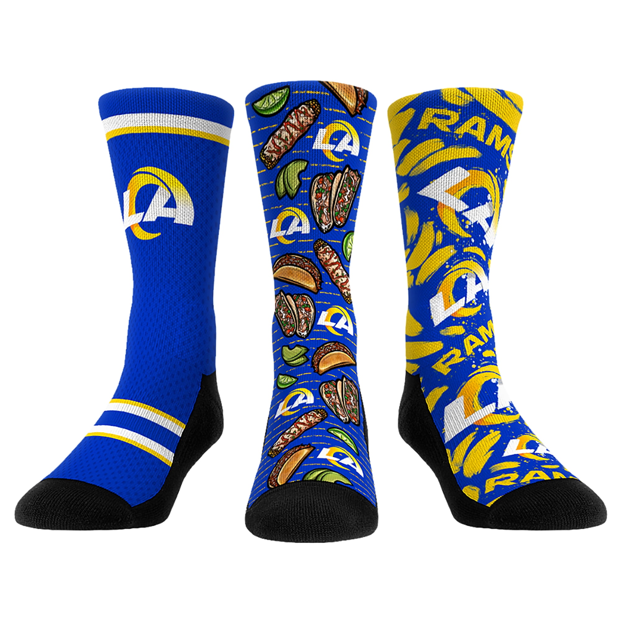 Razor Ramon Socks Unisex Rock Em Socks Los Angeles Rams Fan Favorite Three-Pack Crew Sock ...