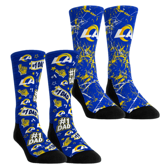 Unisex Rock Em Socks Los Angeles Rams Number 1 Dad 2-Pack Crew Socks