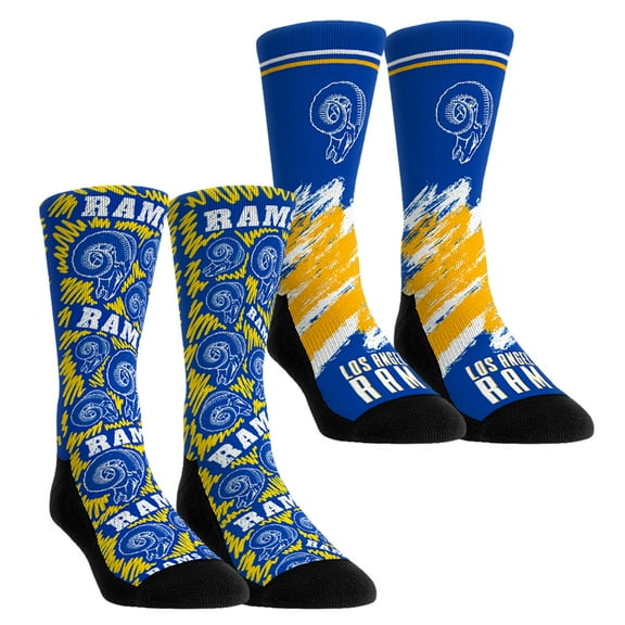 Unisex Rock Em Socks Los Angeles Rams Throwback Two-Pack Crew Socks Set