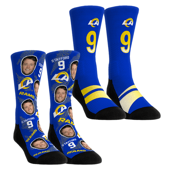 Unisex Rock Em Socks Matthew Stafford Los Angeles Rams Player Football Guy Two-Pack Crew Sock Set