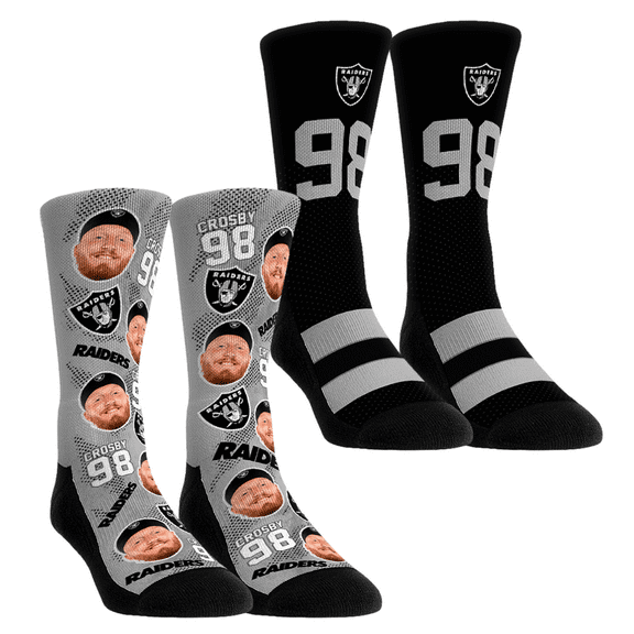 Unisex Rock Em Socks Maxx Crosby Las Vegas Raiders Player Football Guy Two-Pack Crew Sock Set