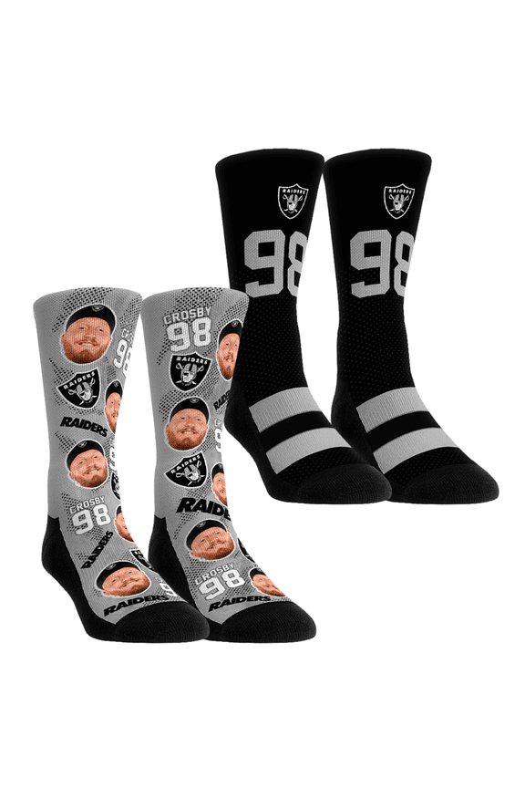 Unisex Rock Em Socks Maxx Crosby Las Vegas Raiders Player Football Guy Two-Pack Crew Sock Set