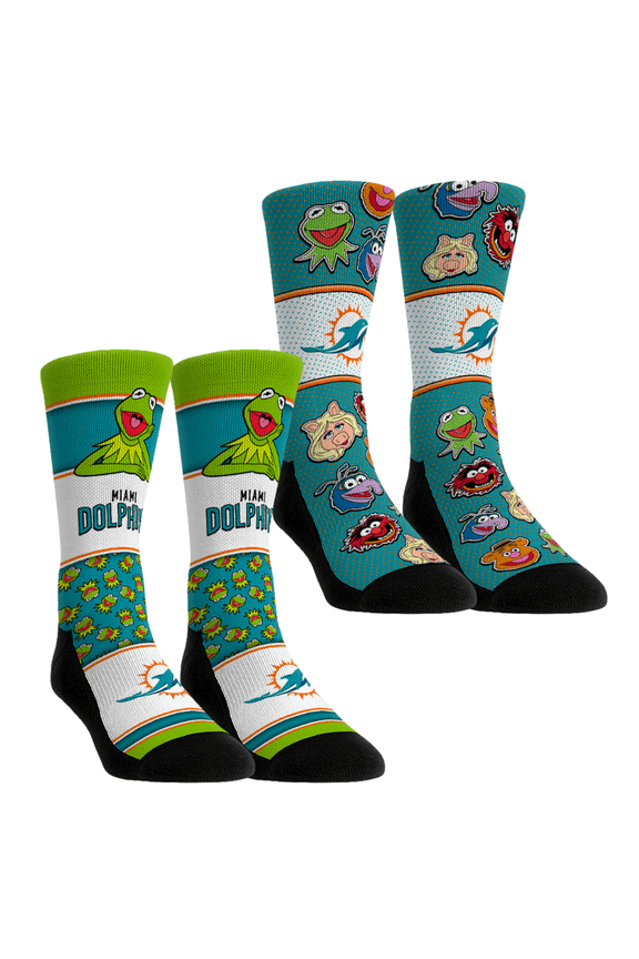 Unisex Rock Em Socks Miami Dolphins Muppets 2-Pack Crew Socks Set
