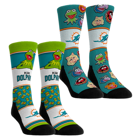 Unisex Rock Em Socks Miami Dolphins Muppets 2-Pack Crew Socks Set