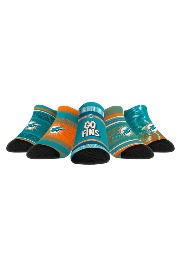 Unisex Rock Em Socks Miami Dolphins Super Fan Five-Pack Low-Cut Socks Set