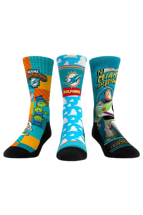 Unisex Rock Em Socks Miami Dolphins Toy Story 3-Pack Crew Socks