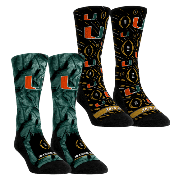 Unisex Rock Em Socks Miami Hurricanes 2025-26 College Football Playoff Two-Pack Crew Sock Set