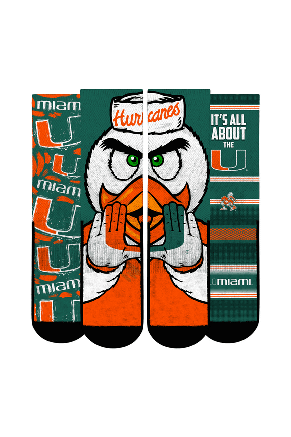 Unisex Rock Em Socks  Miami Hurricanes Fan Favorite Three-Pack Crew Sock Set