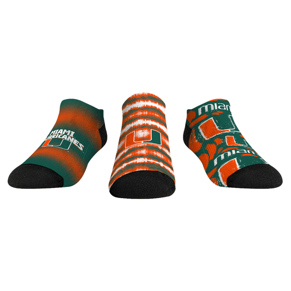 Unisex Rock Em Socks Miami Hurricanes Make Some Noise Three-Pack Low-Cut Socks Set