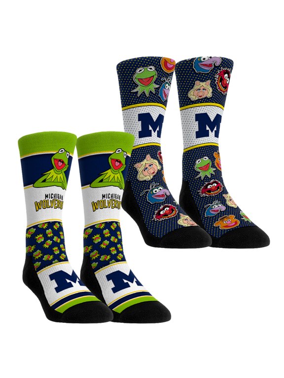 Unisex Rock Em Michigan Wolverines Muppets 2-Pack Crew Socks Set