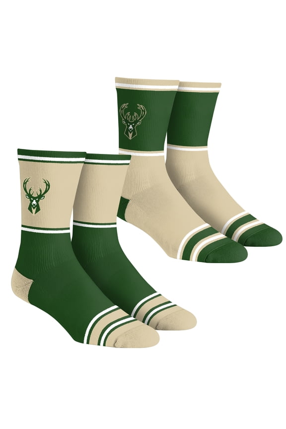 Unisex Rock Em Socks Milwaukee Bucks 2-Pack Color Block Crew Socks Set