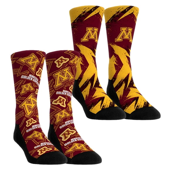 Unisex-Rock Em Socks  Minnesota Golden Gophers Game Day Two-Pack Crew Socks Set