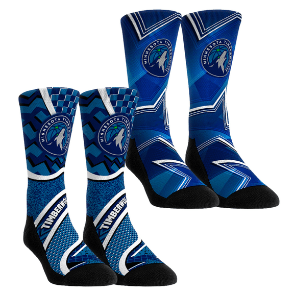 Unisex Rock Em Socks Minnesota Timberwolves NBA Hoops Two-Pack Crew Socks Set