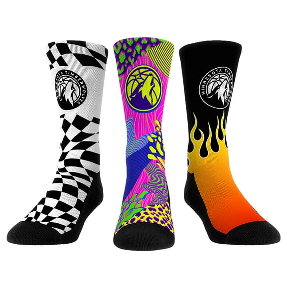 Unisex Rock Em Socks Minnesota Timberwolves Team Vibes Three-Pack Crew Socks Set