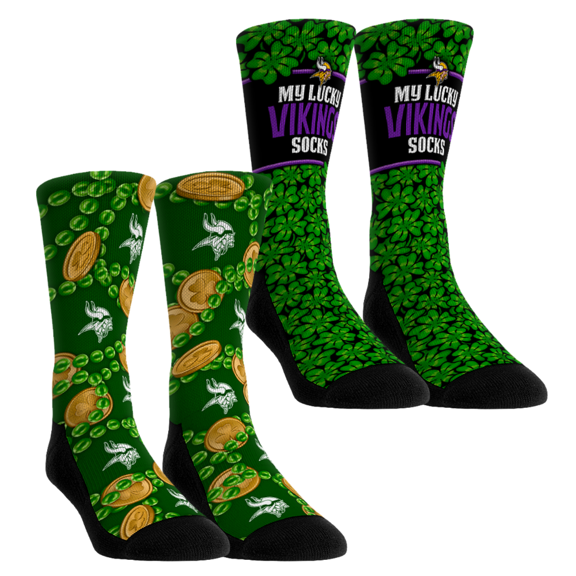 Unisex Rock Em Socks  Minnesota Vikings St. Patrick's Day Two-Pack Crew Socks Set
