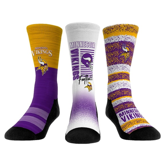 Unisex Rock Em Socks Minnesota Vikings Throwback Three-Pack Crew Sock Set