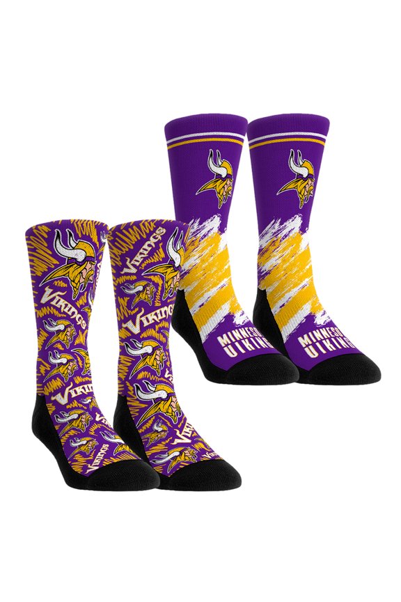 Unisex Rock Em Socks Minnesota Vikings Throwback Two-Pack Crew Socks Set