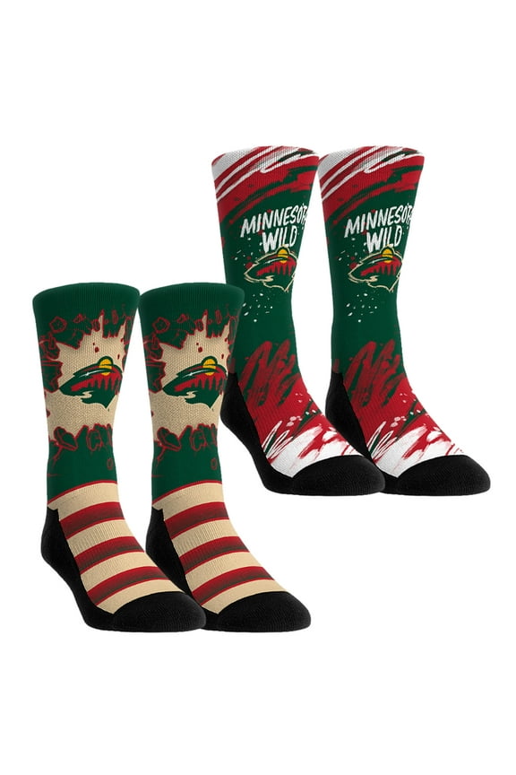 Unisex-Rock Em Socks Minnesota Wild Ice Breaker Two-Pack Crew Socks Set