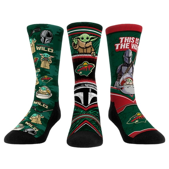 Unisex Rock Em Socks Minnesota Wild The Mandalorian 3-Pack Crew Socks