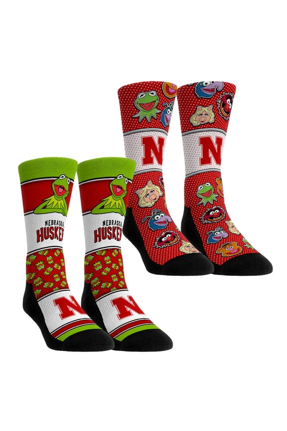 Unisex Rock Em Socks Nebraska Huskers Muppets 2-Pack Crew Socks Set