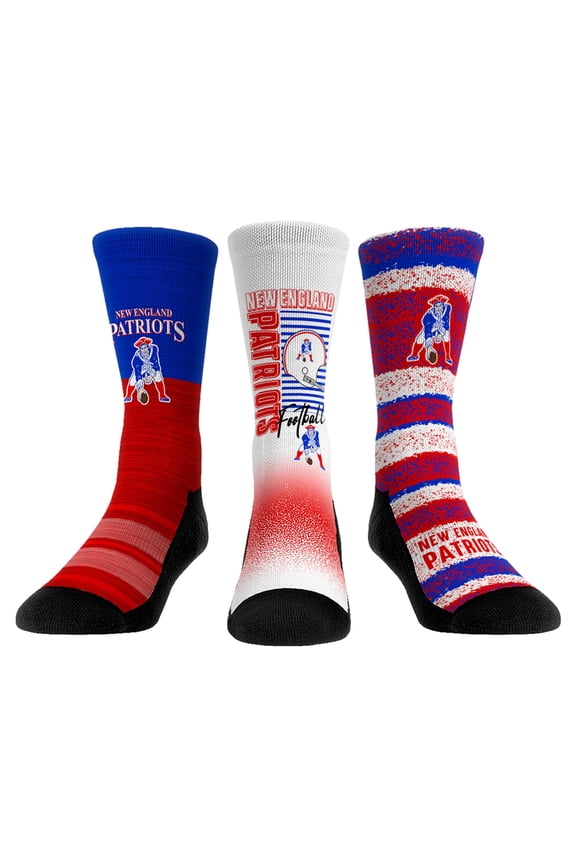 Unisex Rock Em Socks New England Patriots Throwback Three-Pack Crew Sock Set