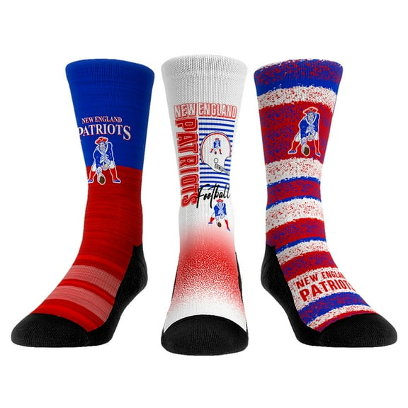 Unisex Rock Em Socks New England Patriots Throwback Three-Pack Crew Sock Set