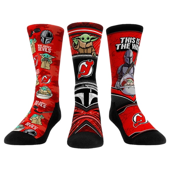 Unisex Rock Em Socks New Jersey Devils The Mandalorian 3-Pack Crew Socks