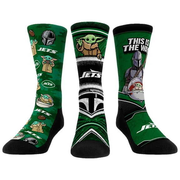 Unisex Rock Em Socks New York Jets 3-Pack Mandalorian Crew Socks