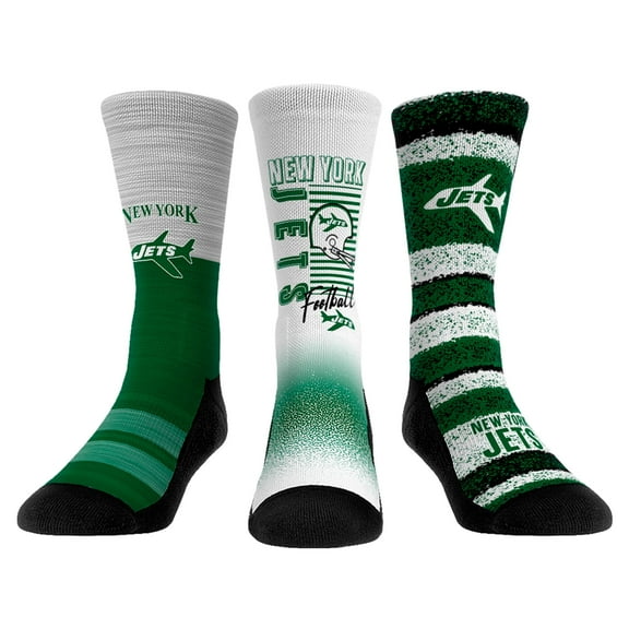 Unisex Rock Em Socks New York Jets Throwback Three-Pack Crew Sock Set