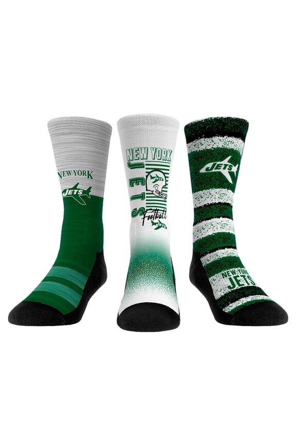 Unisex Rock Em Socks New York Jets Throwback Three-Pack Crew Sock Set