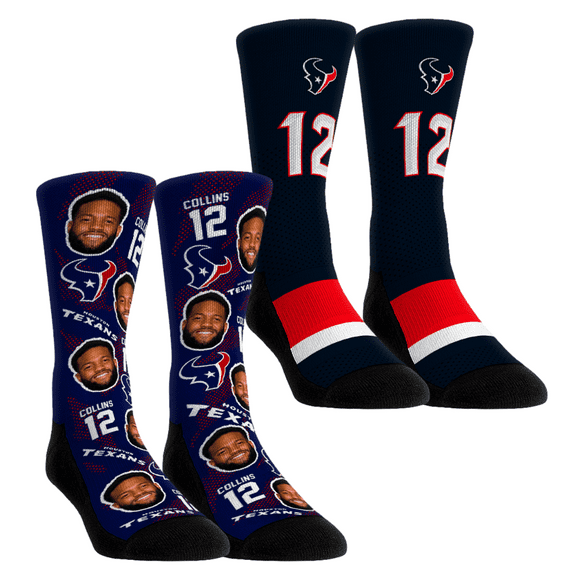Unisex Rock Em Socks Nico Collins Houston Texans Player Football Guy Two-Pack Crew Sock Set