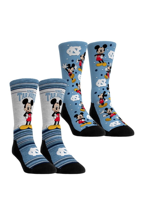 Unisex Rock Em Socks North Carolina Tar Heels Mickey Mouse Two-Pack Crew Socks Set
