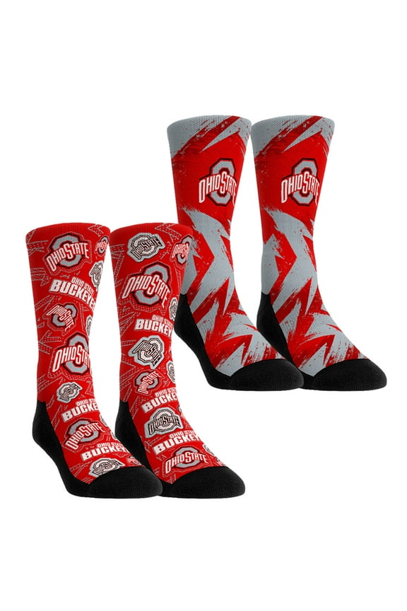 Unisex-Rock Em Socks  Ohio State Buckeyes Game Day Two-Pack Crew Socks Set