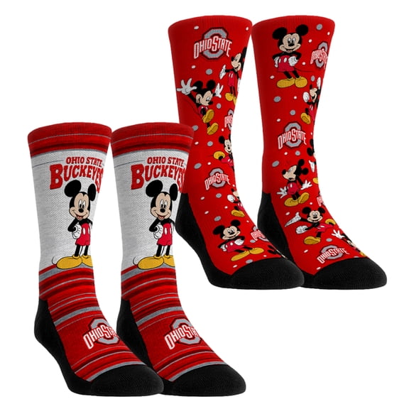 Unisex Rock Em Socks Ohio State Buckeyes Mickey Mouse Two-Pack Crew Socks Set