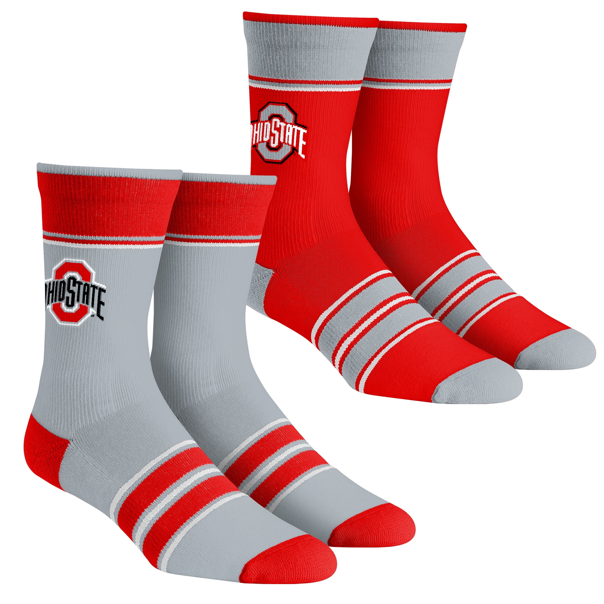Unisex Rock Em Socks Ohio State Buckeyes MultiStripe 2Pack Team Crew