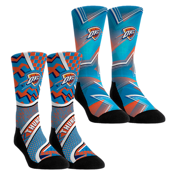 Unisex Rock Em Socks Oklahoma City Thunder NBA Hoops Two-Pack Crew Socks Set