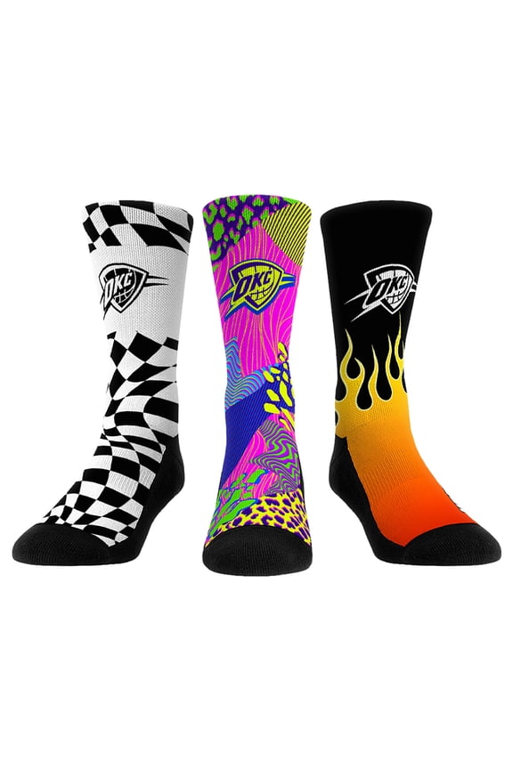 Unisex Rock Em Socks Oklahoma City Thunder Team Vibes Three-Pack Crew Socks Set