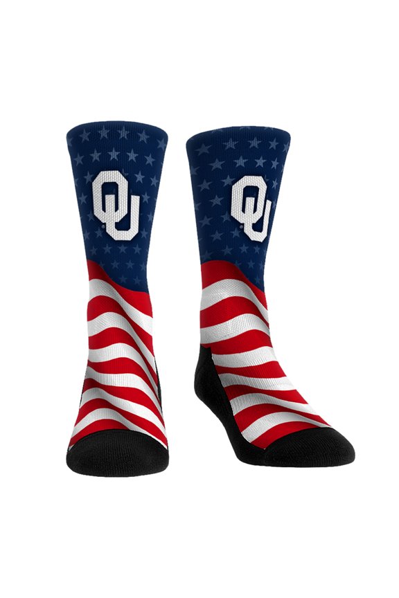 Unisex Rock Em Socks Oklahoma Sooners Patriotic Flag Crew Socks