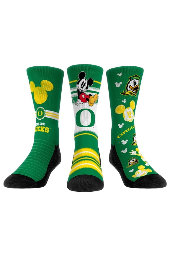Unisex Rock Em Socks Oregon Ducks Disney Three-Pack Crew Socks