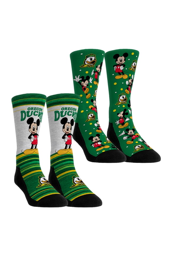 Unisex Rock Em Socks Oregon Ducks Mickey Mouse Two-Pack Crew Socks Set