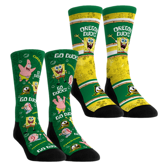 Unisex Rock Em Socks Oregon Ducks SpongeBob SquarePants Two-Pack Crew Socks Set