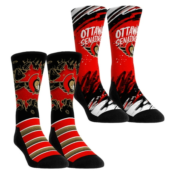 Unisex-Rock Em Socks  Ottawa Senators Ice Breaker Two-Pack Crew Socks Set