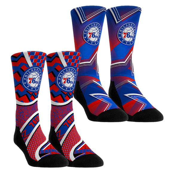 Unisex Rock Em Socks Philadelphia 76ers NBA Hoops Two-Pack Crew Socks Set