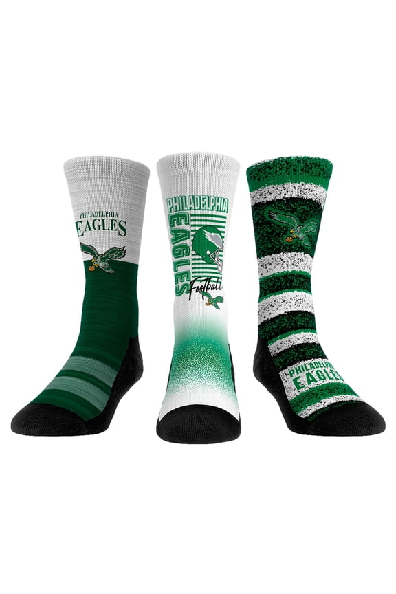 Unisex Rock Em Socks Philadelphia Eagles Throwback Three-Pack Crew Sock Set