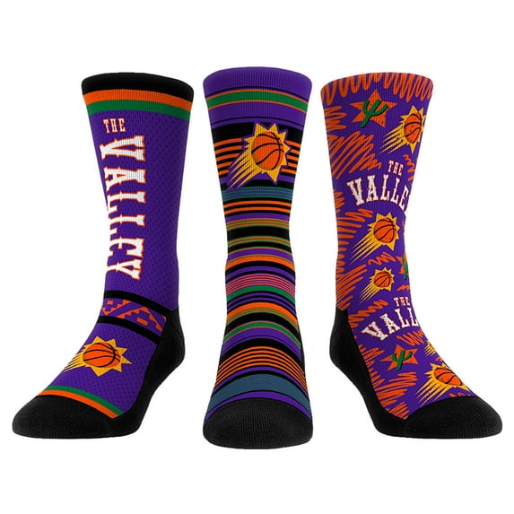 Unisex Rock Em Socks Phoenix Suns 2024/25 City Edition Three-Pack Crew Socks Set